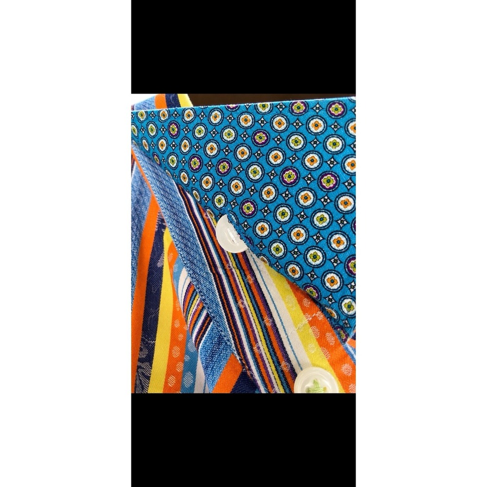 ROBERT GRAHAM 3X CLASSIC STRIPED BUTTON FRONT SHIRT Flip Cuffs Big And Tall - Picture 11 of 12